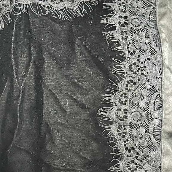 White House Black Market Sleeveless Dress Fitted Velvet Panel Lace Black/Gray W - Picture 11 of 14